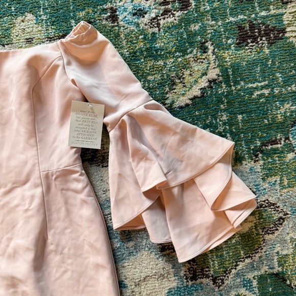 New Boston Proper Elegant Off-Shoulder light pink Dress with bell sleeves - Picture 5 of 8